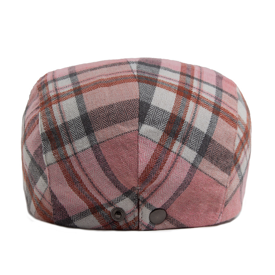 LIA | Color-block plaid flat cop hat