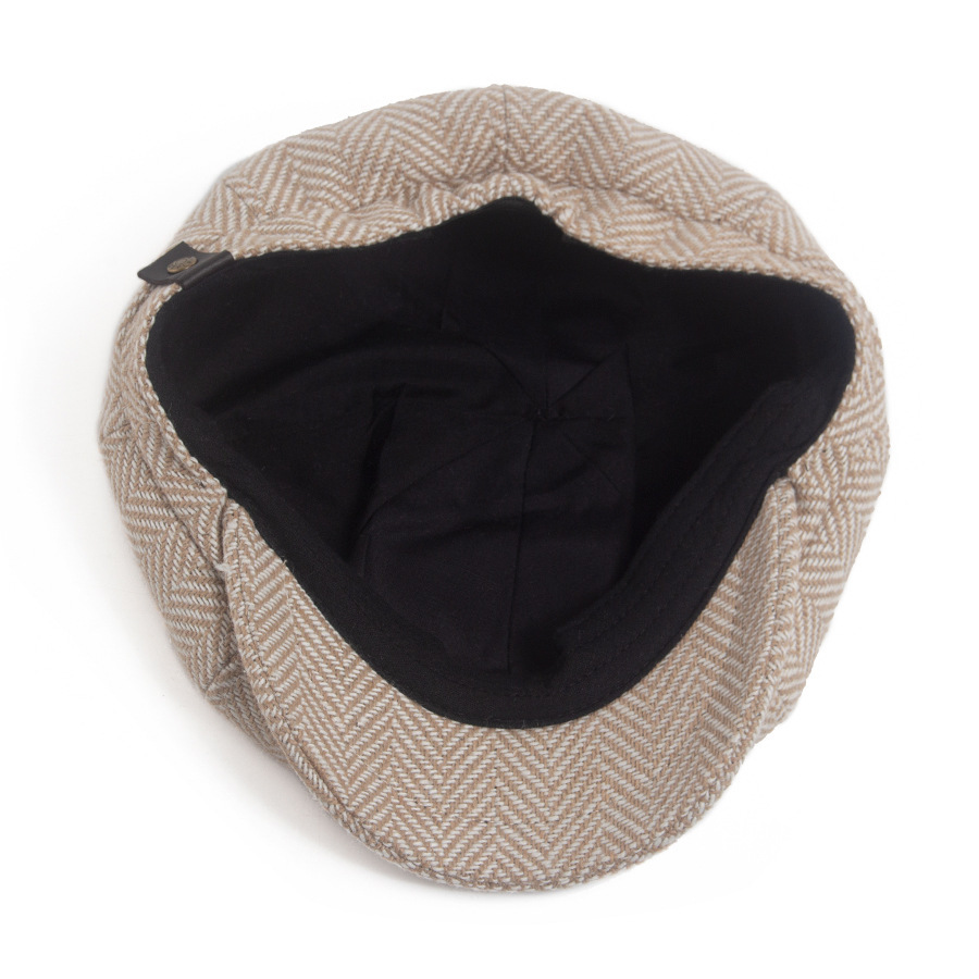 Striped knitted octagonal newsboy cap
