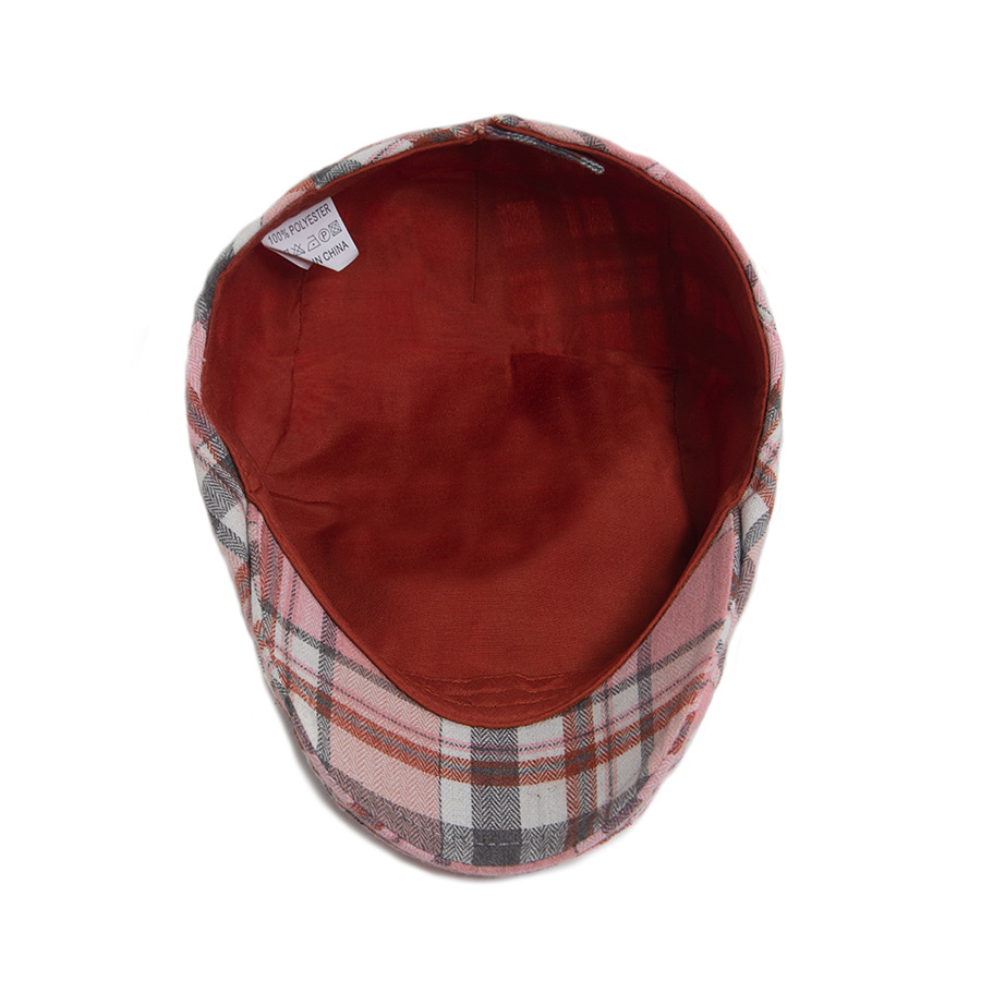 LIA | Color-block plaid flat cop hat