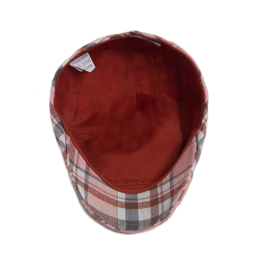 LIA | Color-block plaid flat cop hat