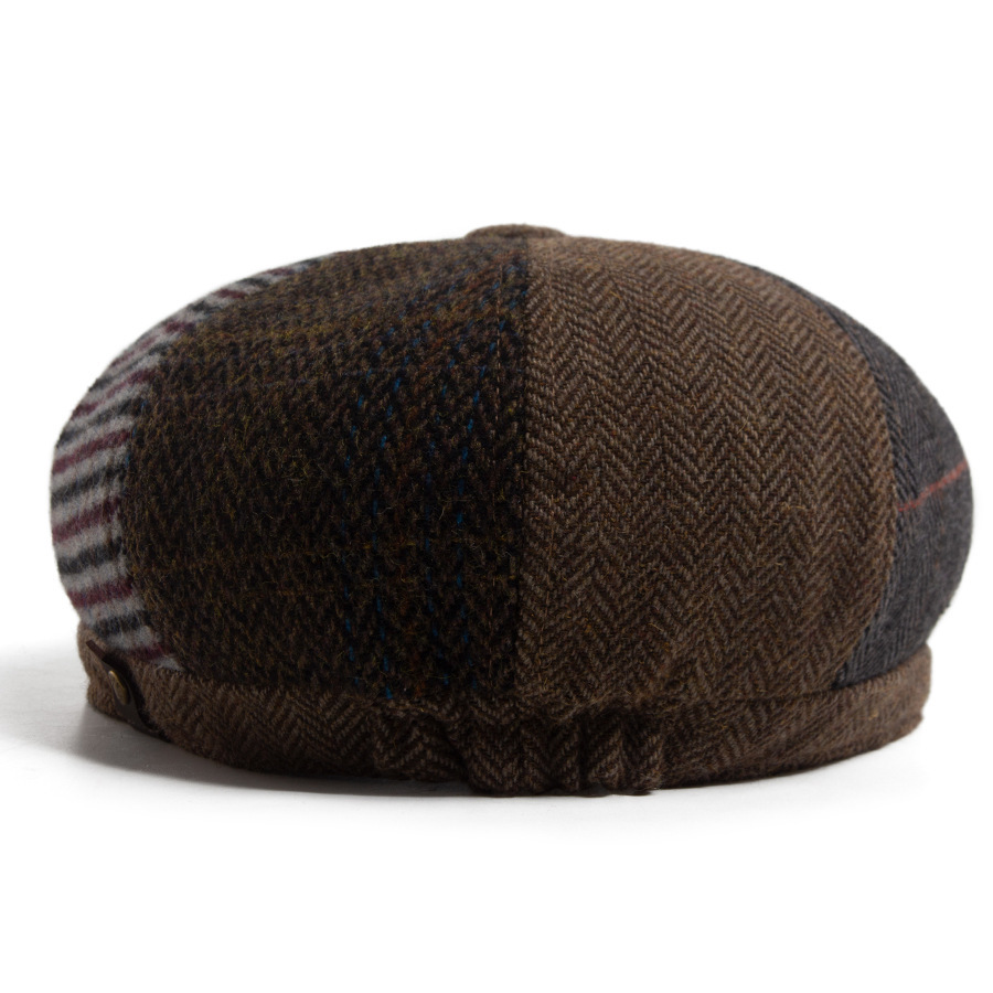 Wool knitted octagonal newsboy cap