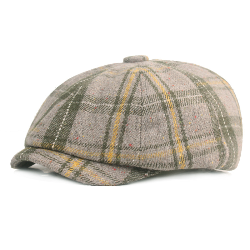 Woolen octagonal newsboy cap