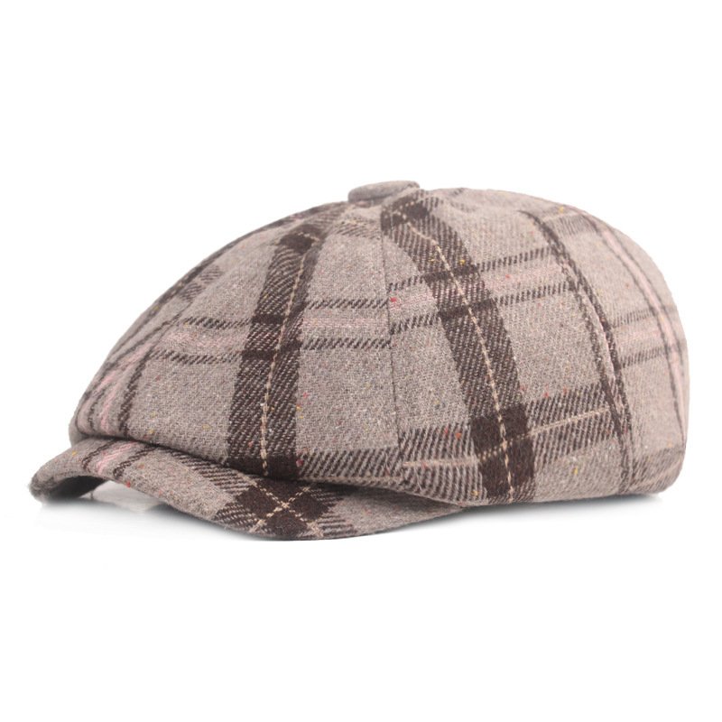 Woolen octagonal newsboy cap