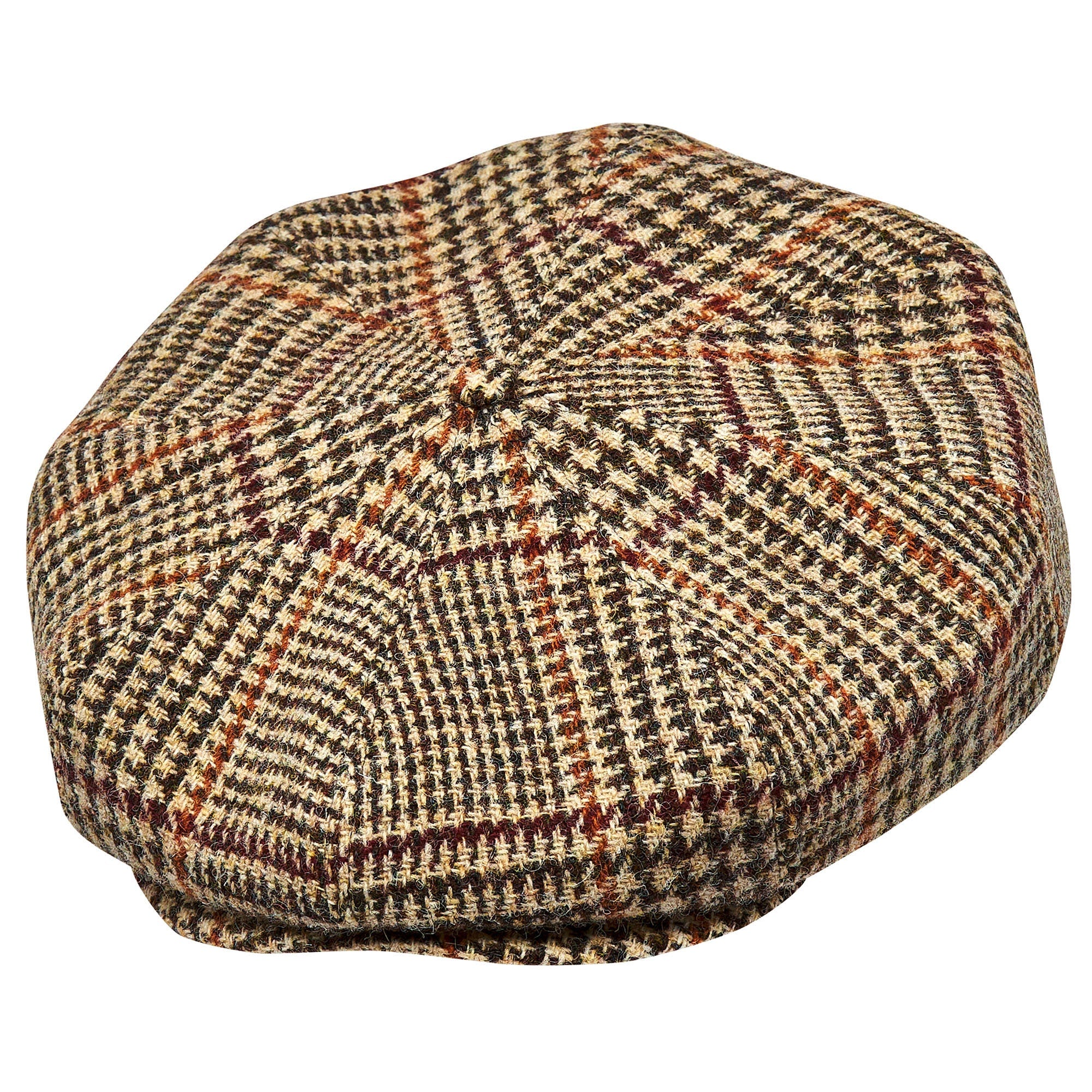 Eight Piece Wool Newsboy Cap-Crown Beige