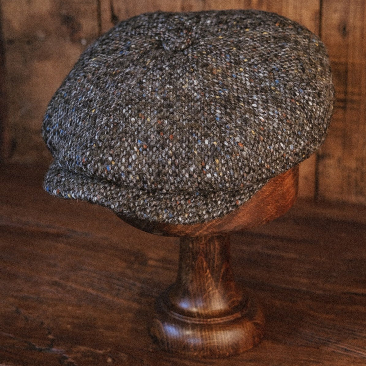Eight Piece Classic Vintage Style Brown Wool Newsboy Cap