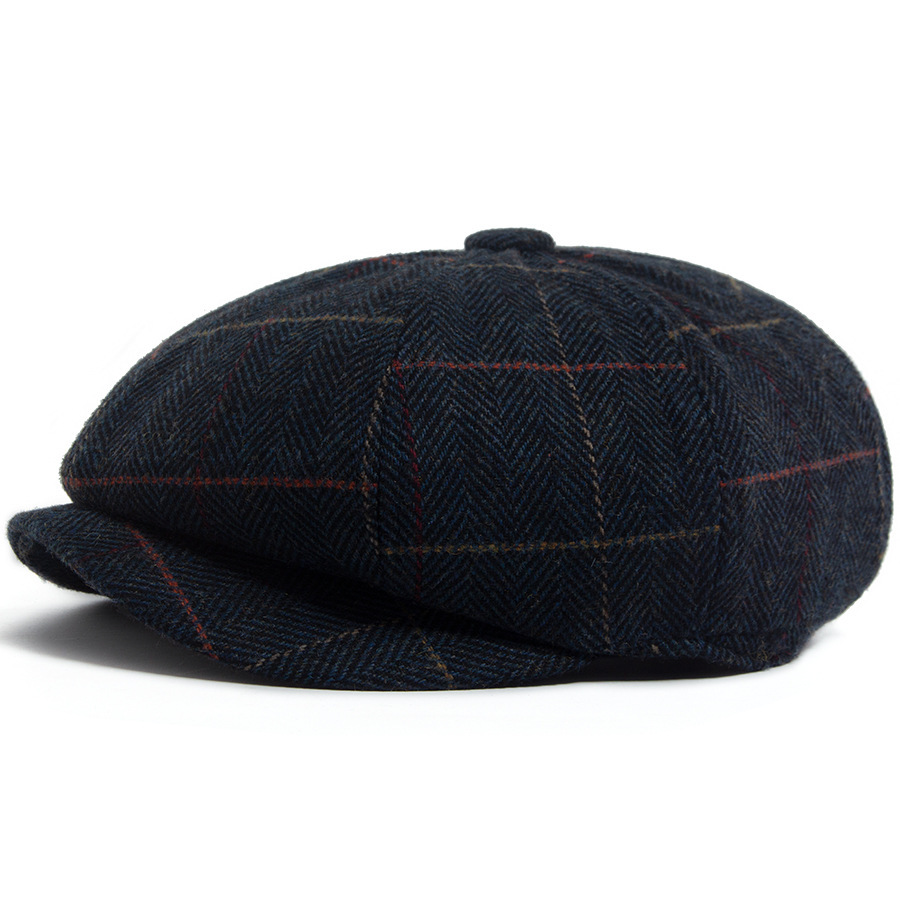 Octagonal wool newsboy cap