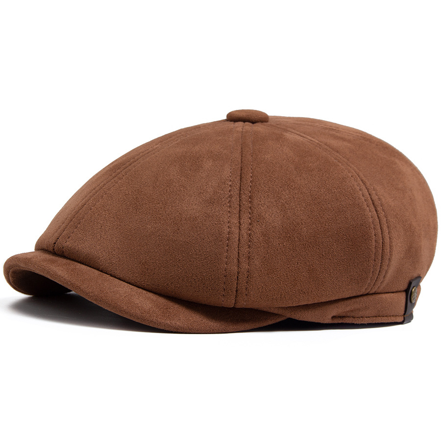 Suede octagonal newsboy cap