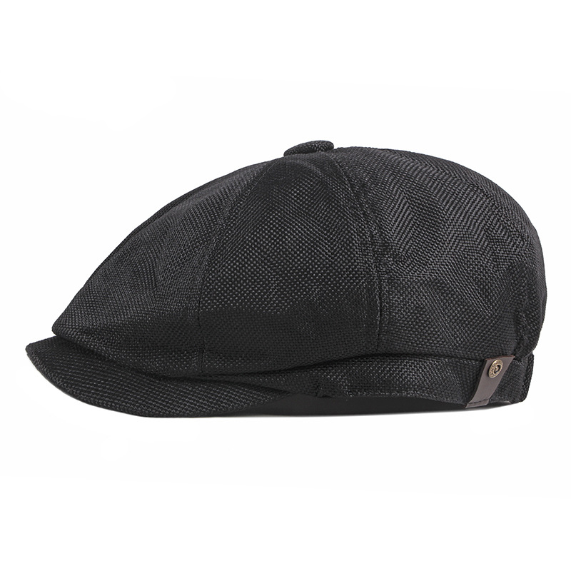 Cotton and linen octagonal newsboy cap