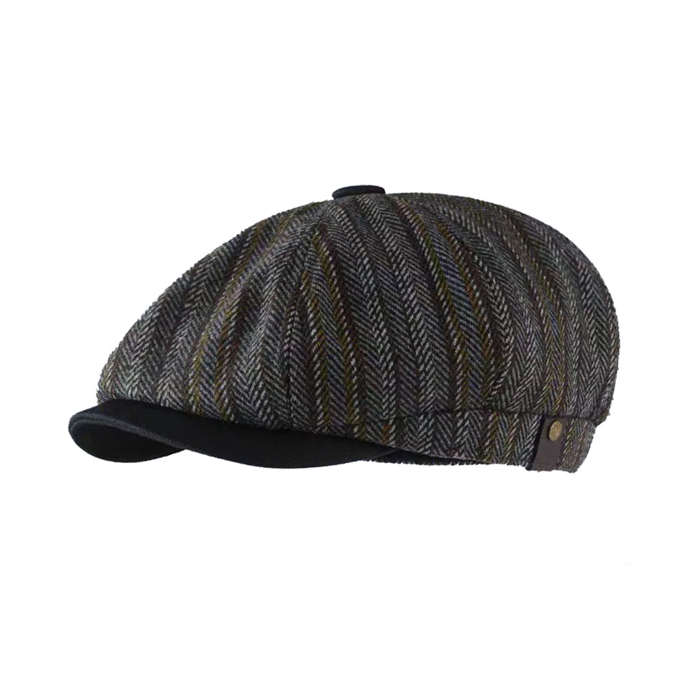 Striped octagonal newsboy cap
