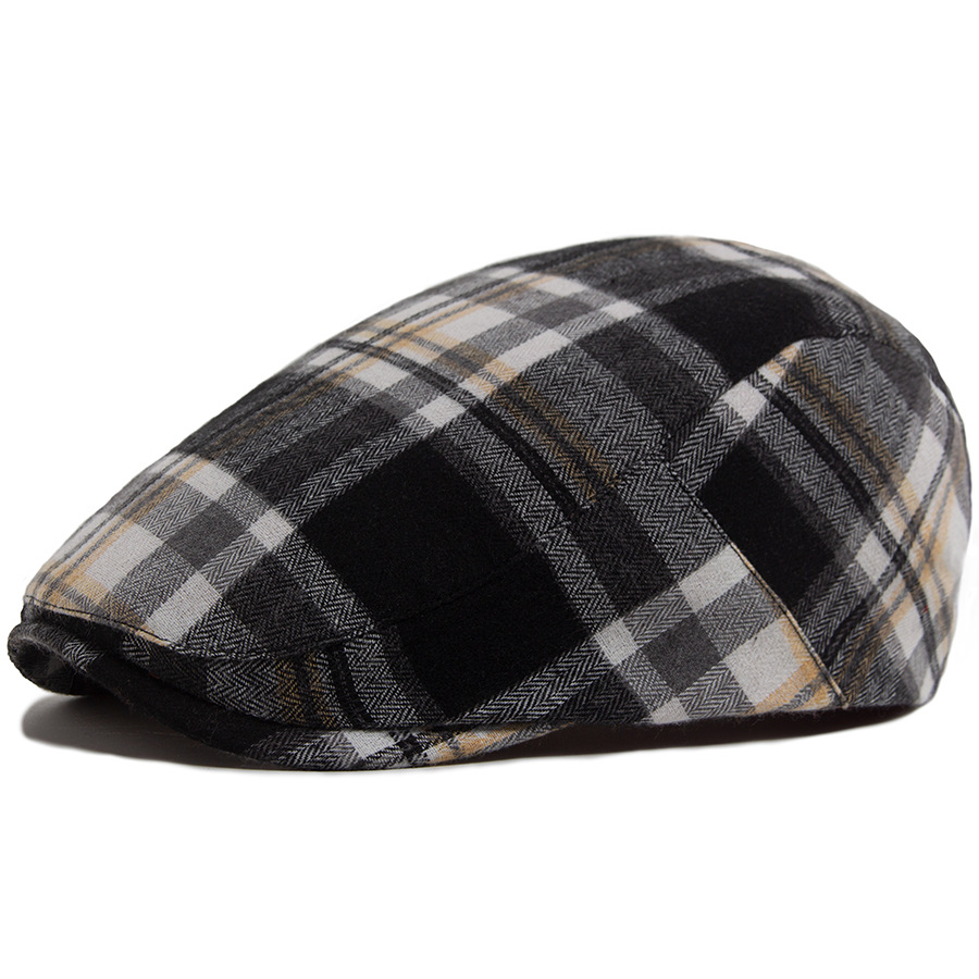 LIA | Color-block plaid flat cop hat