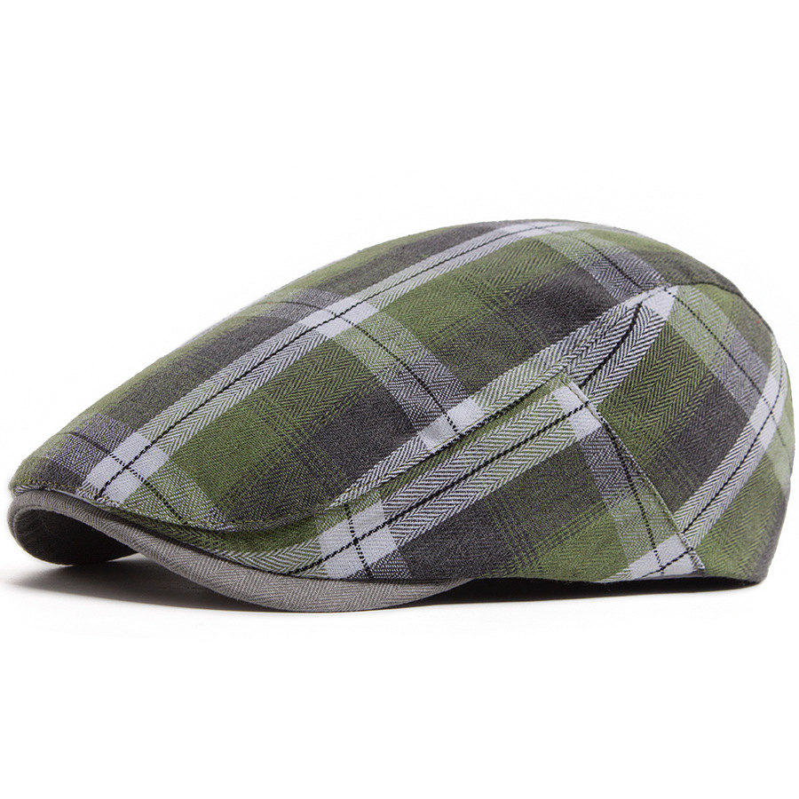 LIA | Cotton plaid patchwork flat cop hat