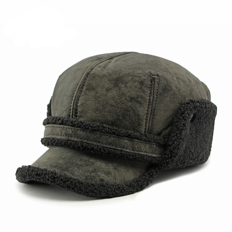 Winter fleece-lined flat top baseball cap