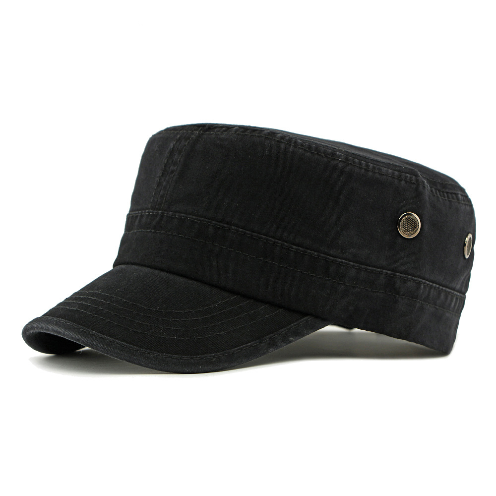 Solid color washed flat top baseball cap