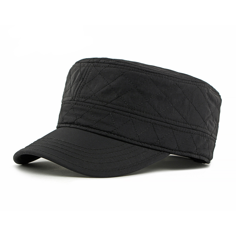 Fleece-lined warm flat top baseball cap