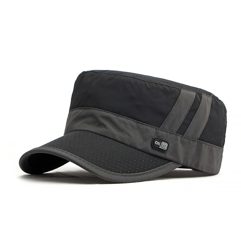 Color-blocked flat top baseball cap