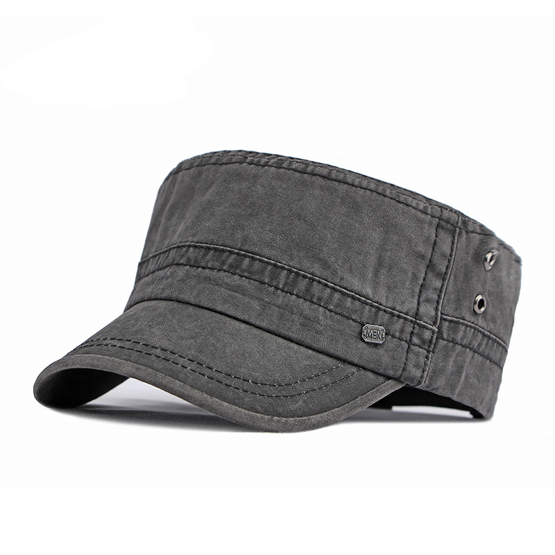 Washed cotton flat top baseball cap
