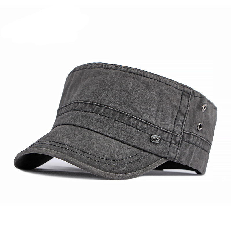 Washed cotton flat top baseball cap