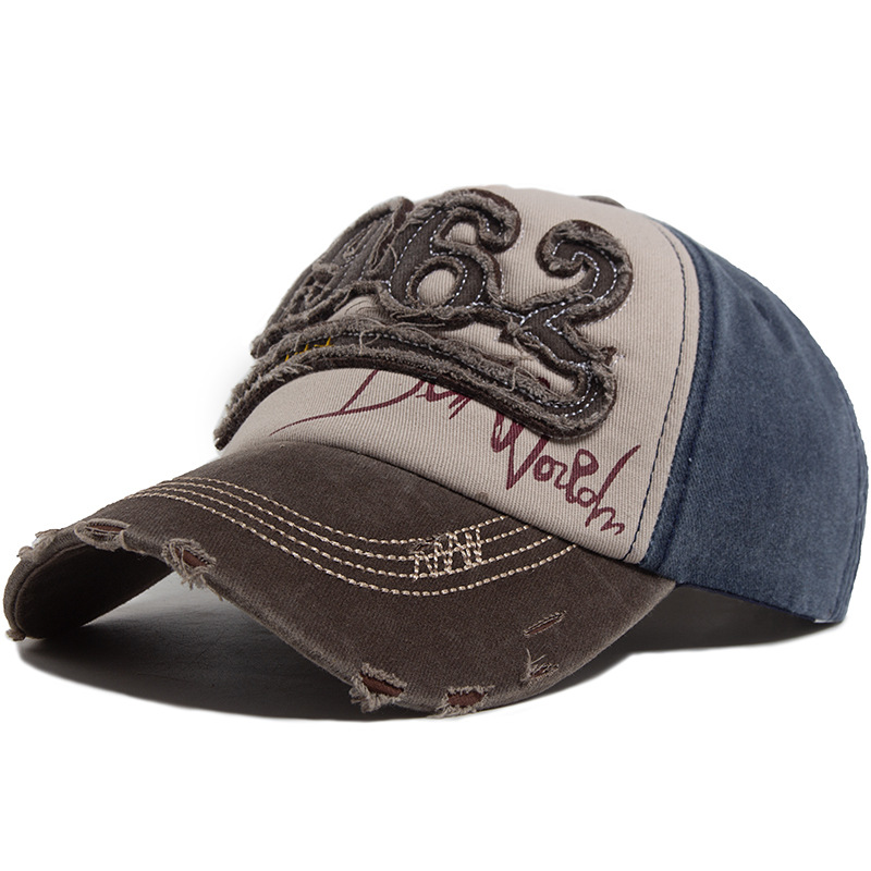 Washed distressed retro baseball cap