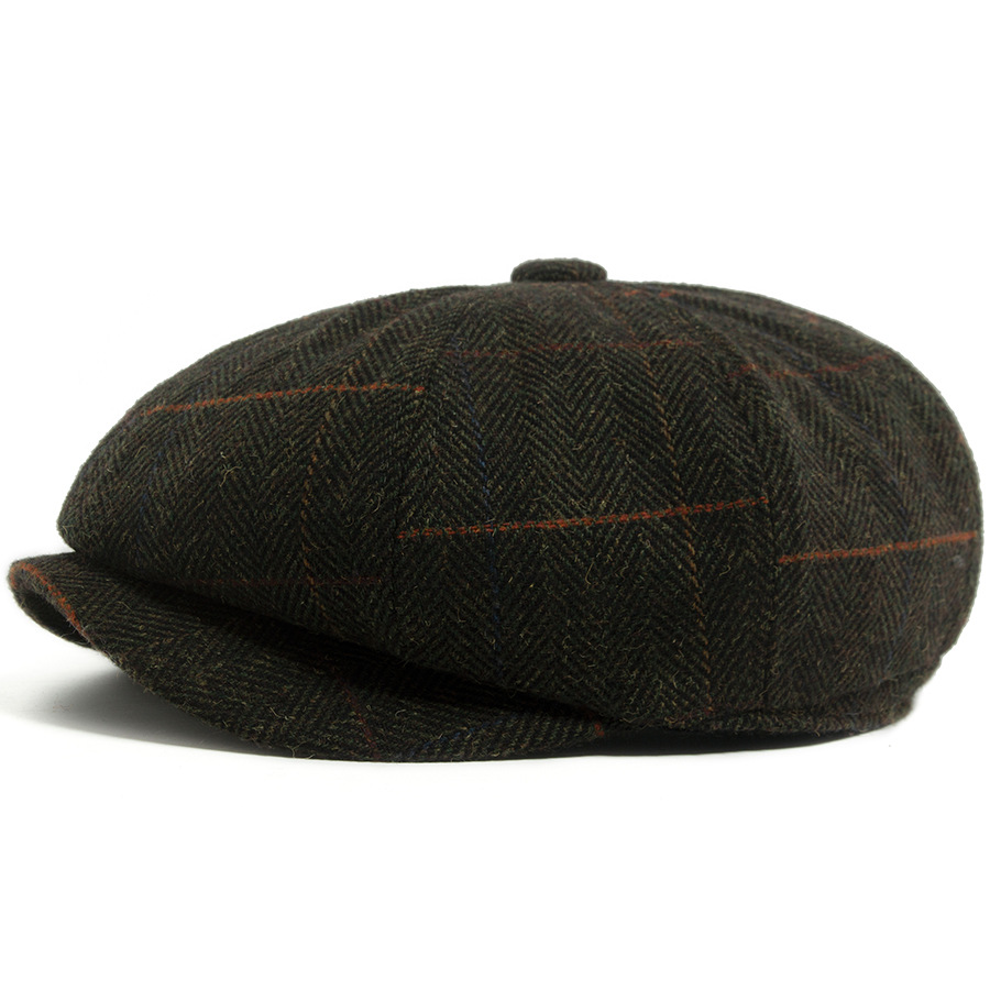 Octagonal wool newsboy cap