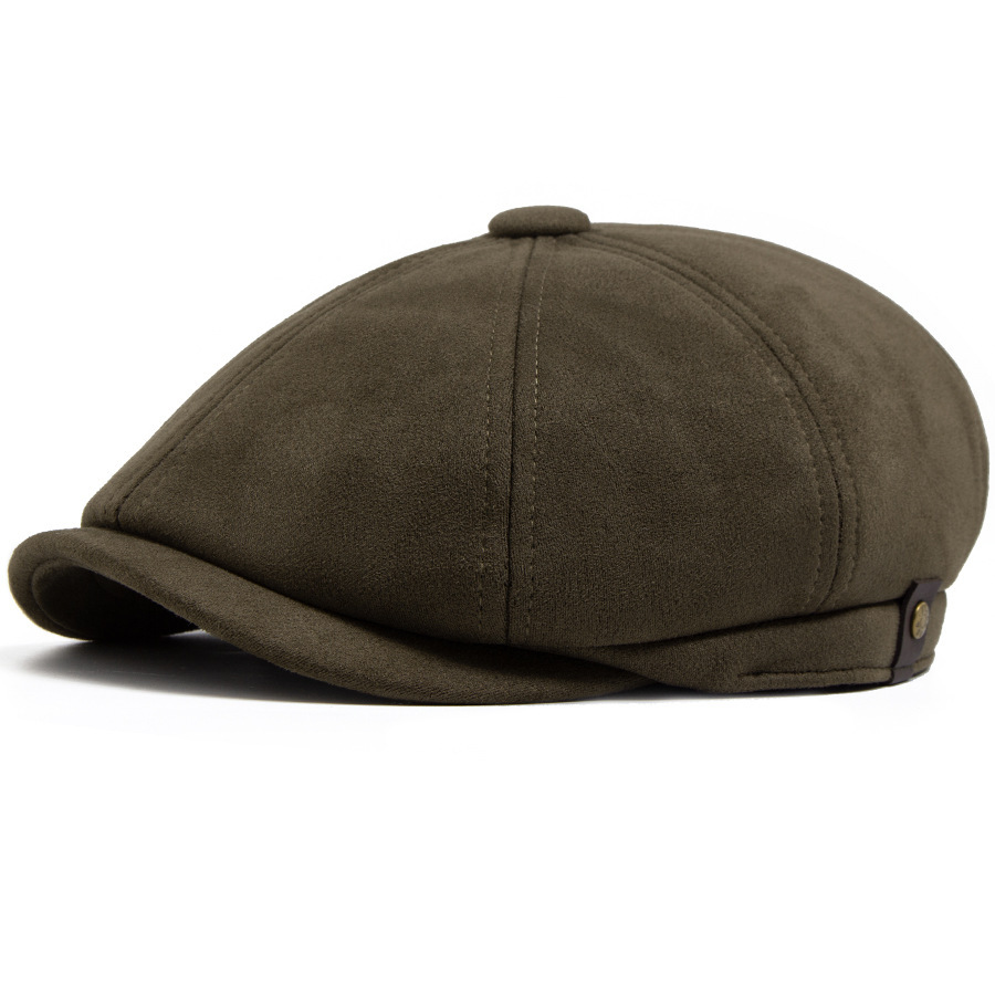 Suede octagonal newsboy cap