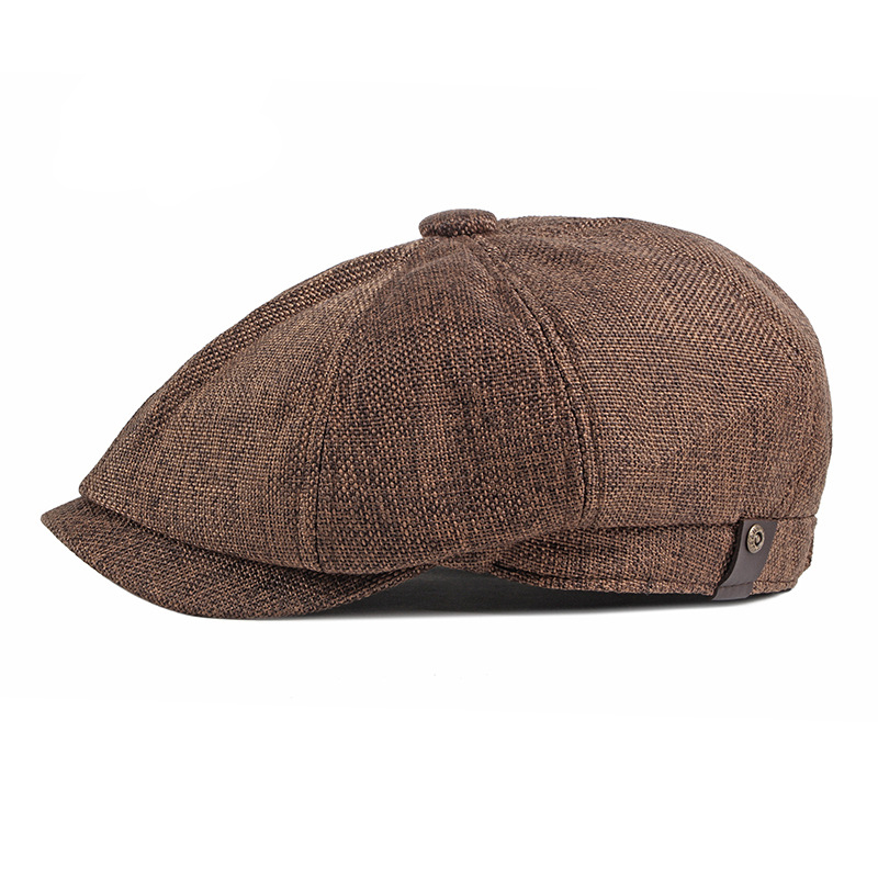 Cotton and linen octagonal newsboy cap