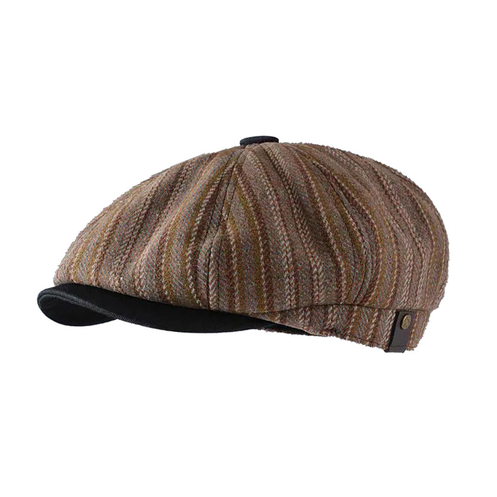Striped octagonal newsboy cap