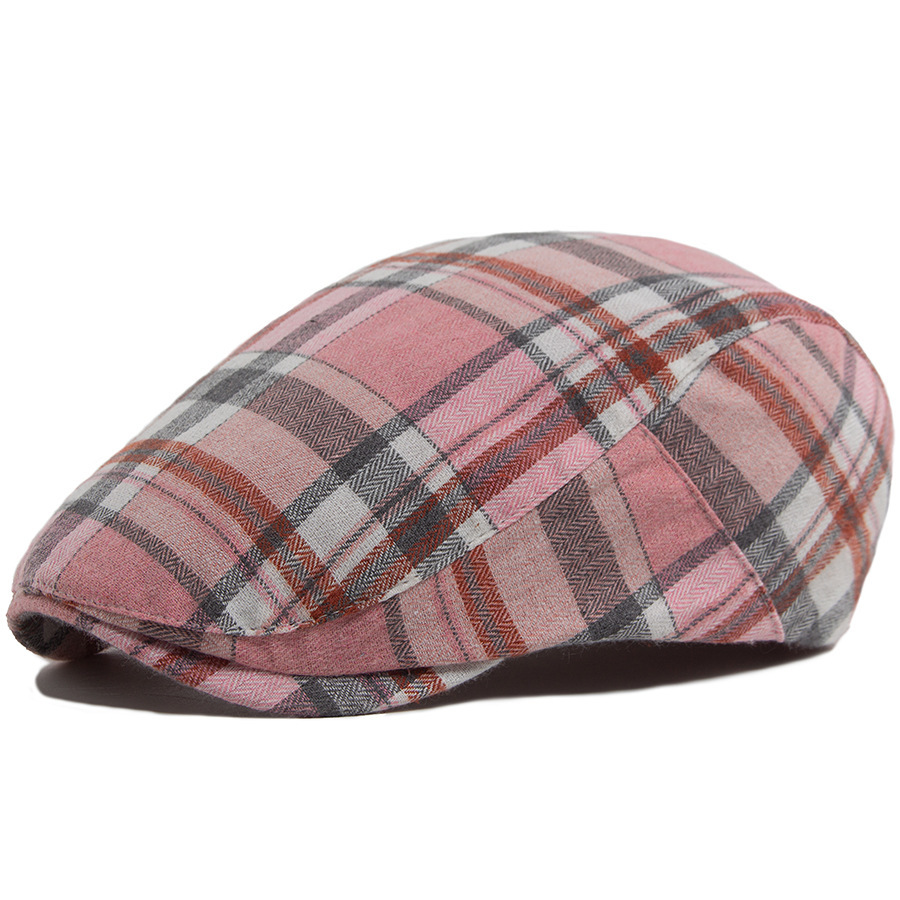LIA | Color-block plaid flat cop hat