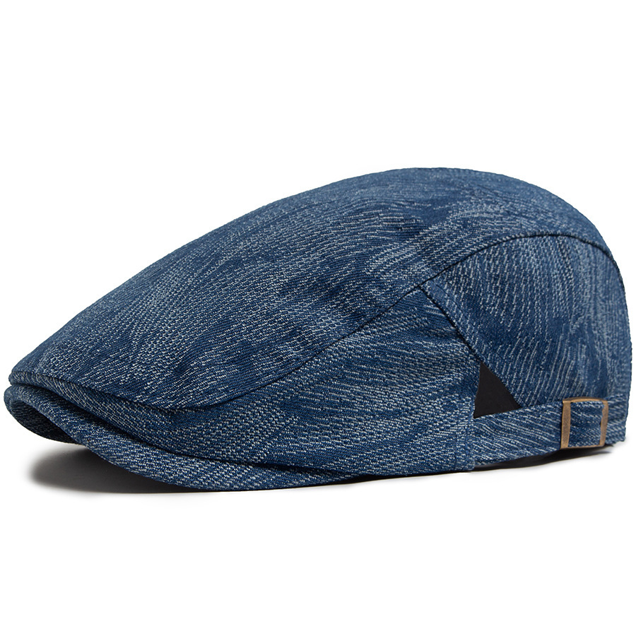 MARLIN | Washed denim striped flat cap