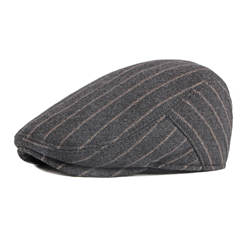 RUTH | Autumn and winter padded striped flat hat