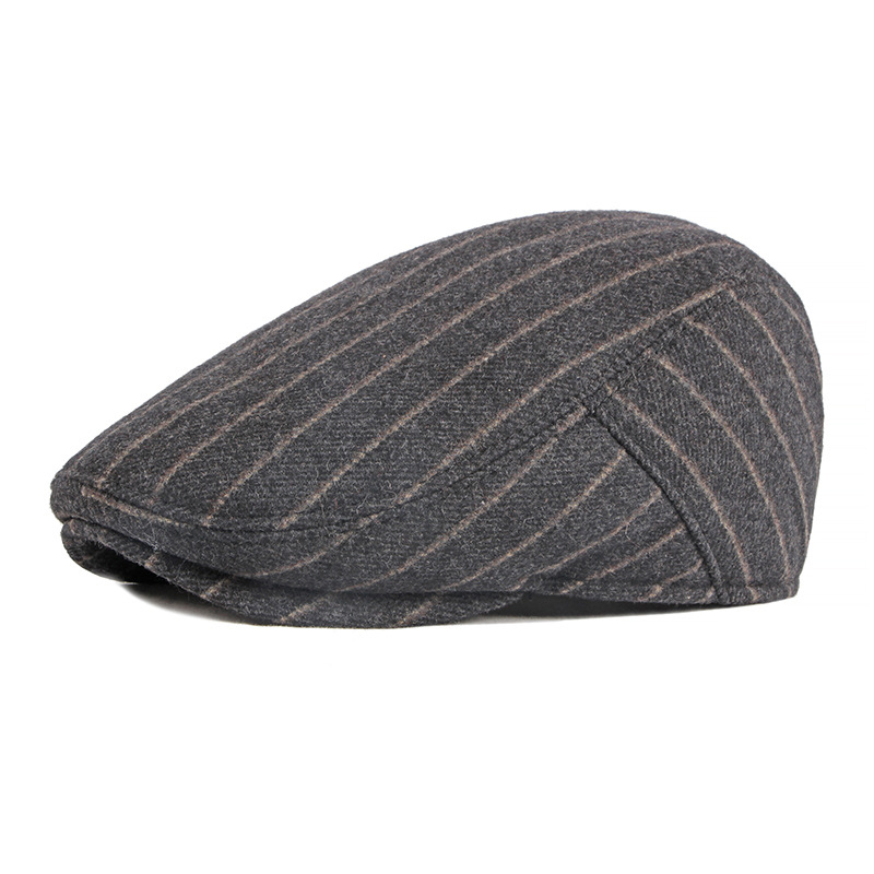 RUTH | Autumn and winter padded striped flat hat