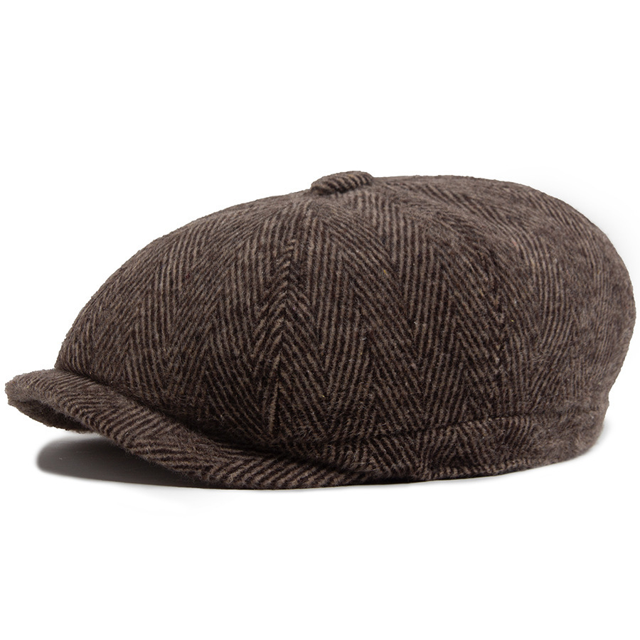 Retro Striped Octagonal Newsboy Cap