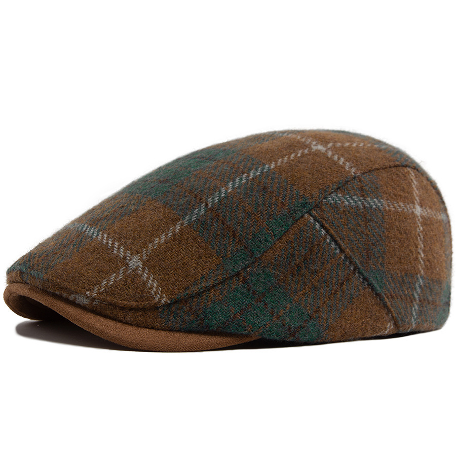 ZEB | Autumn and winter wool plaid flat cap
