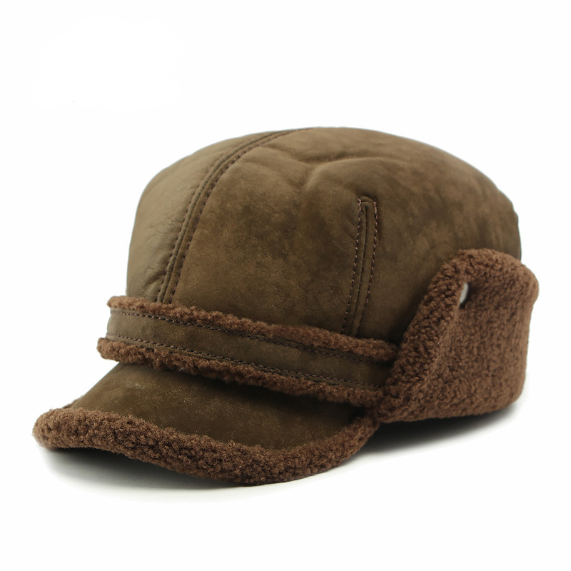 Winter fleece-lined flat top baseball cap