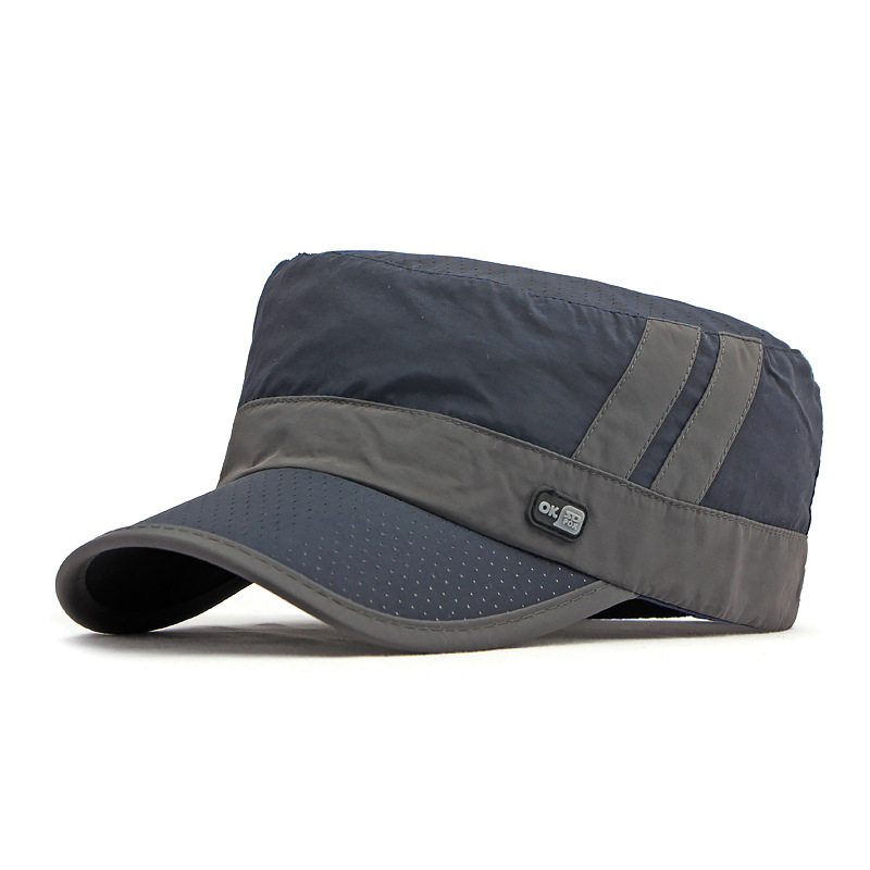 Color-blocked flat top baseball cap