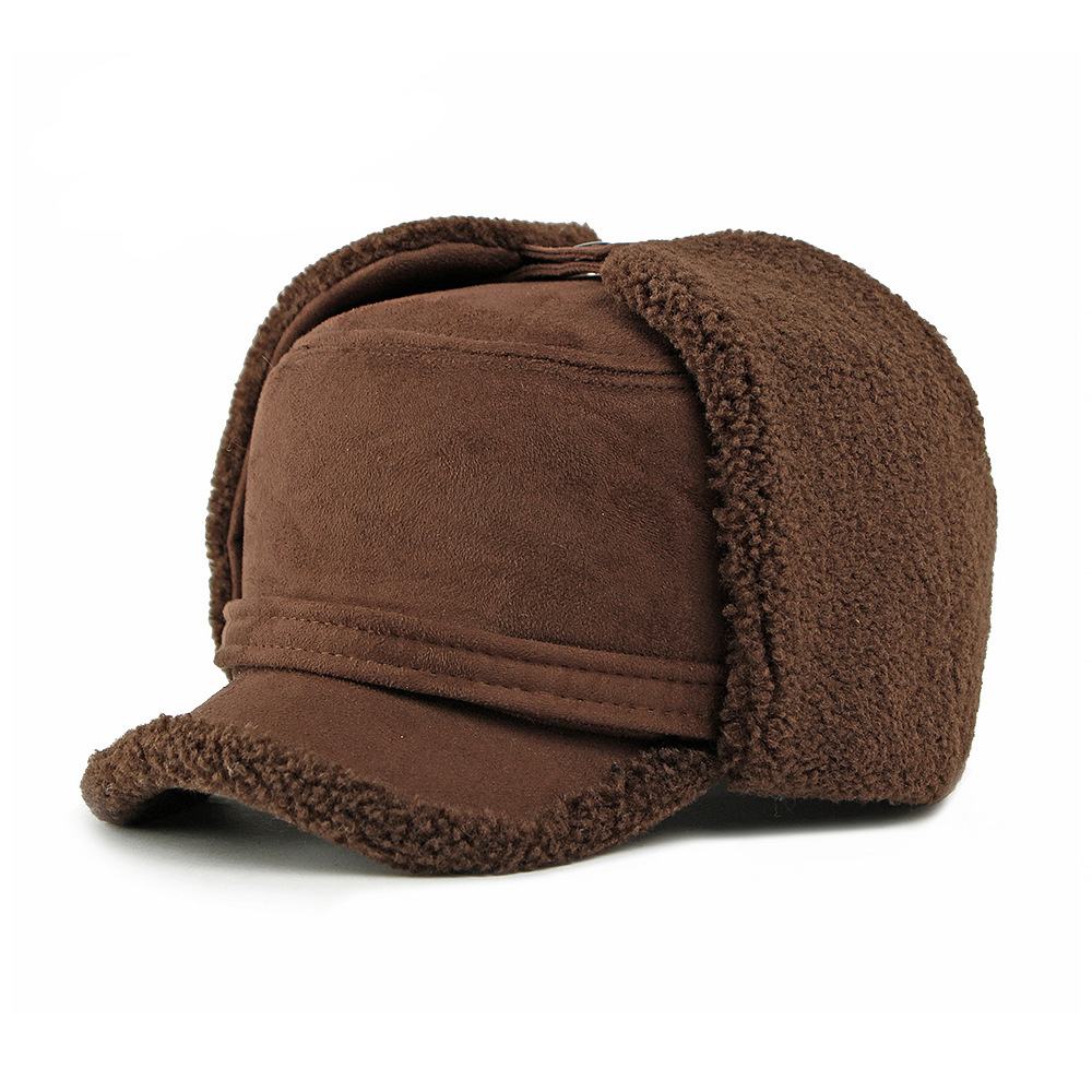 Fleece-lined earmuff flat top baseball cap