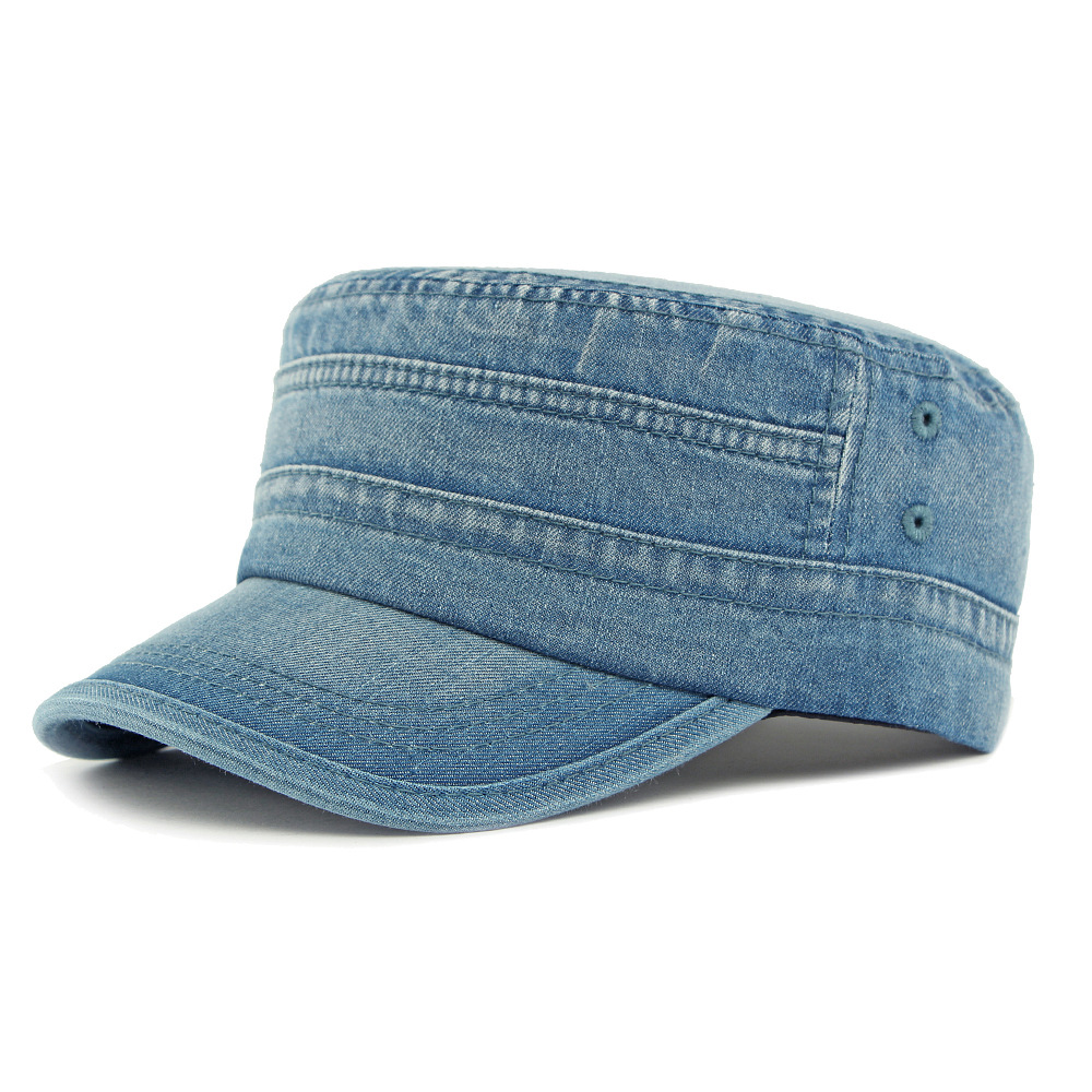 Denim flat top baseball cap