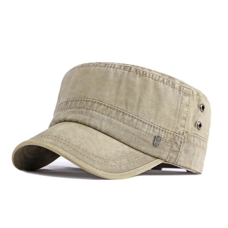 Washed cotton flat top baseball cap