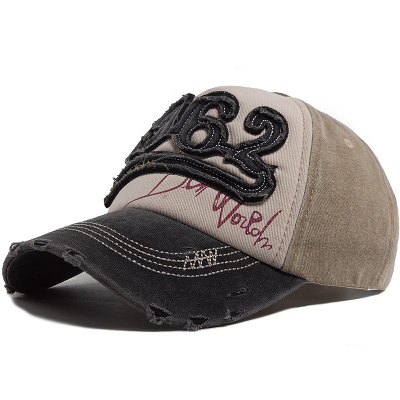 Washed distressed retro baseball cap