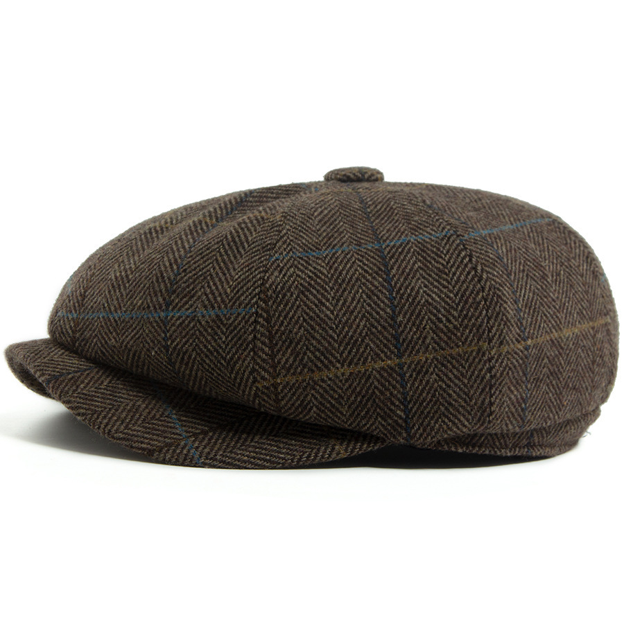 Octagonal wool newsboy cap