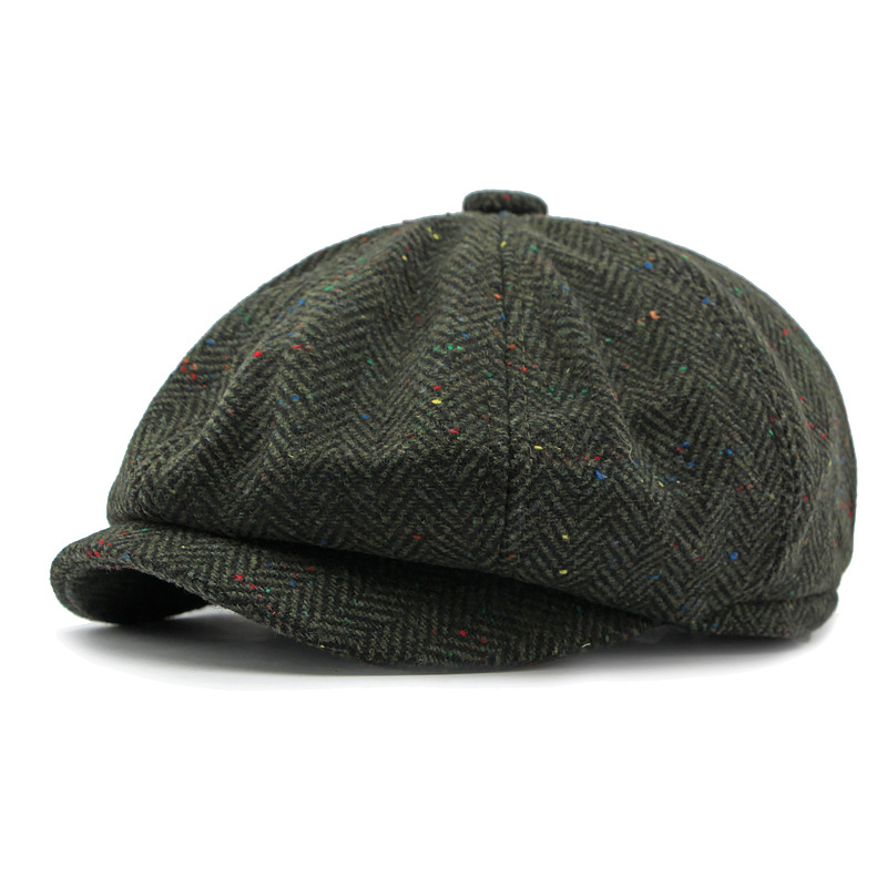 British wool octagonal newsboy cap