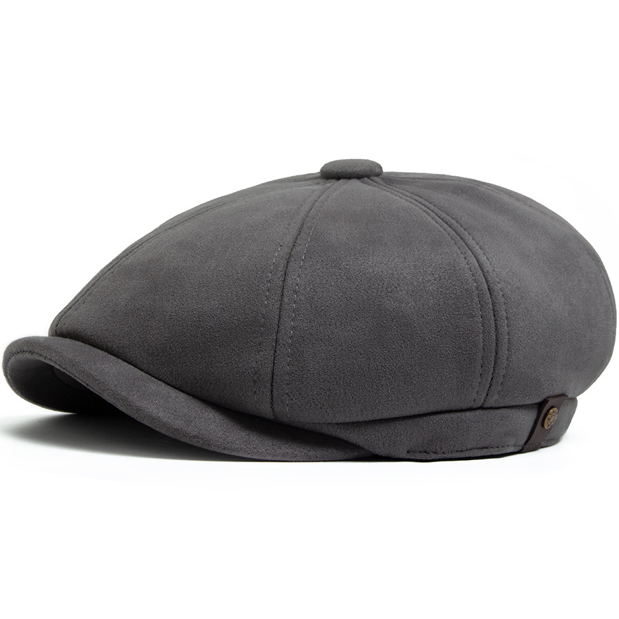 Suede octagonal newsboy cap