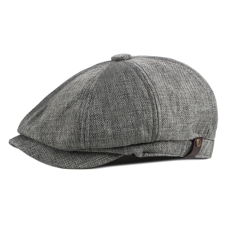 Cotton and linen octagonal newsboy cap
