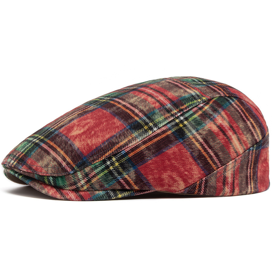 COLBY | Washed Plaid Flat Cap