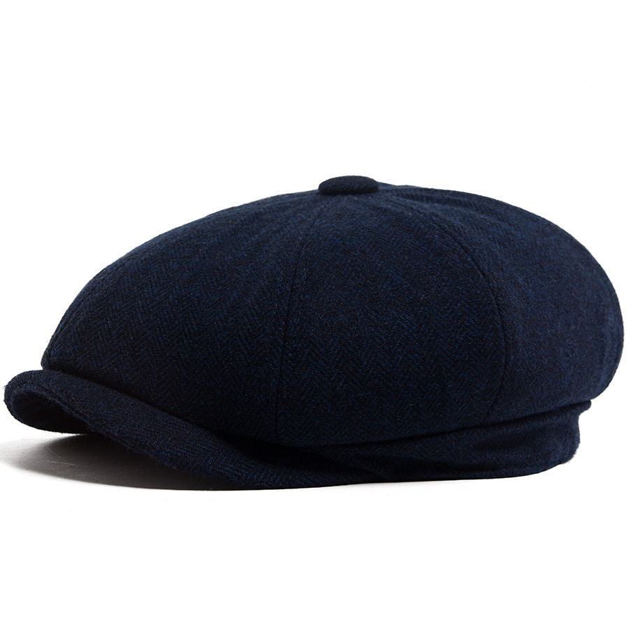 Autumn and winter wool octagonal newsboy cap