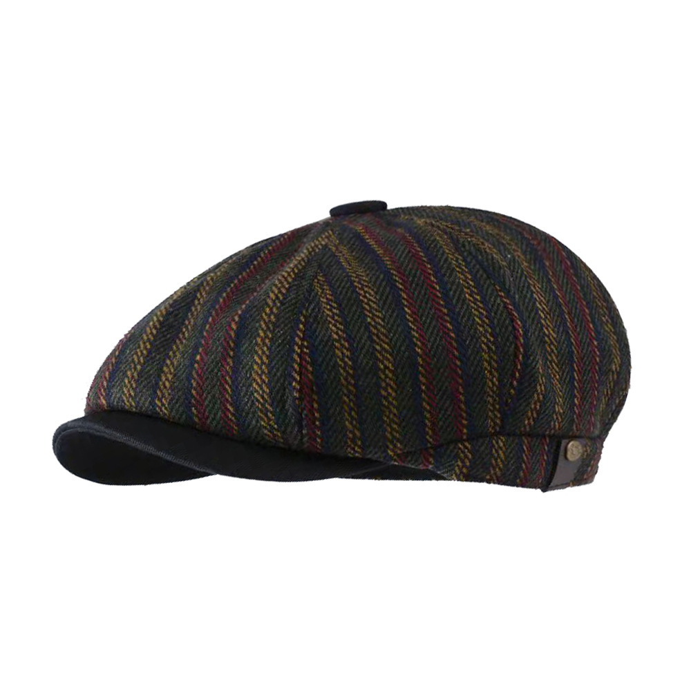 Striped octagonal newsboy cap