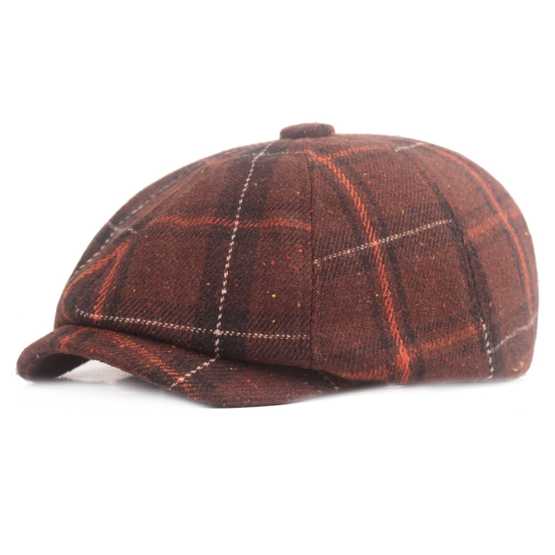 Woolen octagonal newsboy cap
