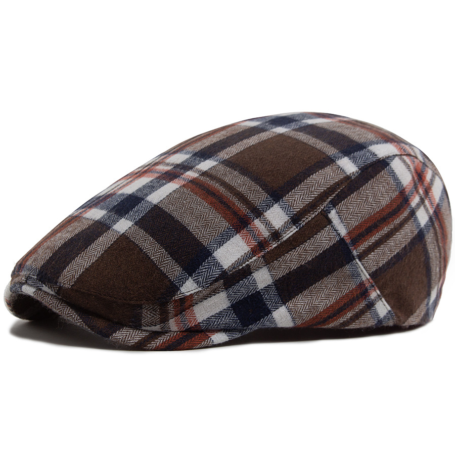 LIA | Color-block plaid flat cop hat