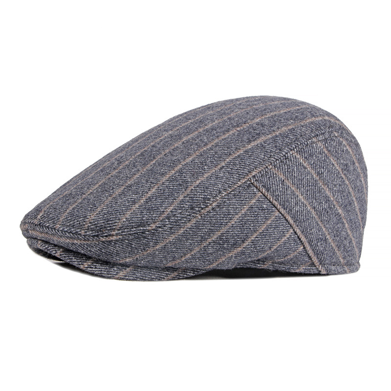 RUTH | Autumn and winter padded striped flat hat