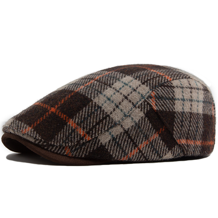 ZEB | Autumn and winter wool plaid flat cap