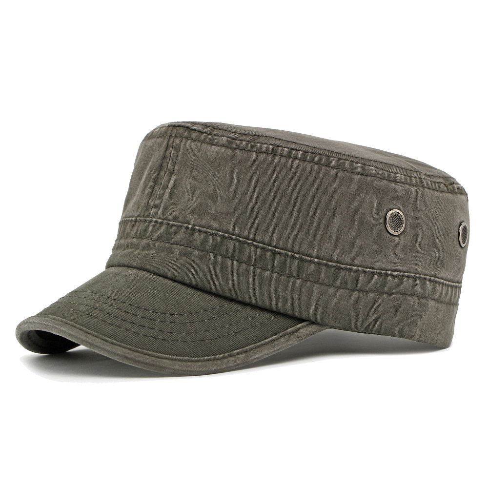Solid color washed flat top baseball cap